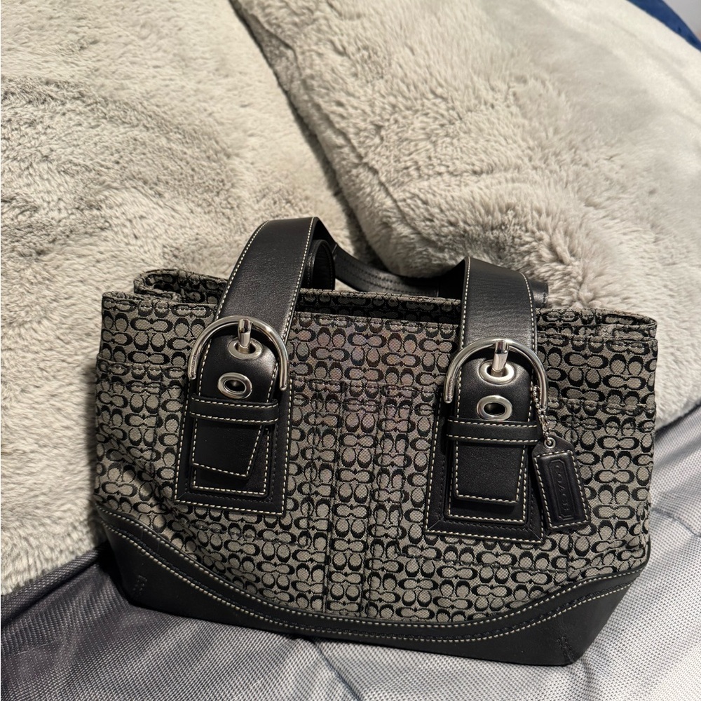 Coach Black and Gray Signature Jacquard Tote